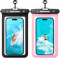 Hiearcool Universal Waterproof Case, Waterproof Phone Pouch Compatible for iPhone 17 16 15 14 13 Pro Max XS Plus Samsung Galaxy S22 Cellphone Up to 8.9", IPX8 Cellphone Beach Bag for Travel - 2 Pack - color: Black & Pink