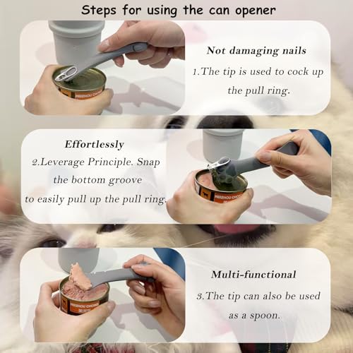 Original Canned Dog Food Storage Container | Wet Food Can Opener Spoon | Silicone Pet Can Lid | BPA Free, Airtight, Dishwasher & Freezer Safe(Grey) - color: Grey