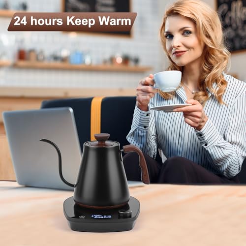 Gooseneck Electric Kettle, Intelligent Temperature Control, Stainless Steel Inner, Quick Heating, for Pour Over Coffee, Brew Tea, Boil Hot Water, 1000W 0.9L Black - color: Black