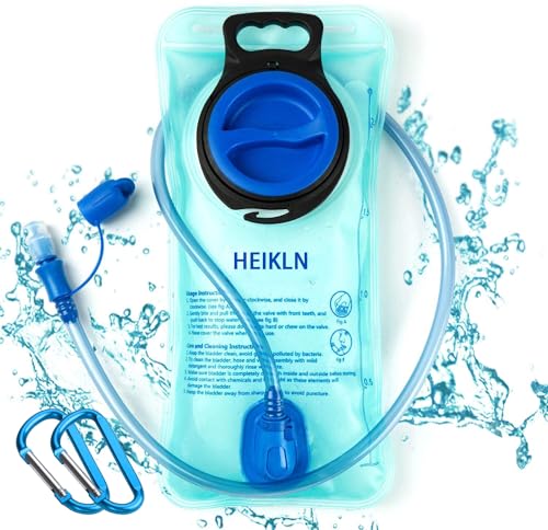 HEIKLN Hydration Bladder 1.5L-2L-2.5L-3L,Leak Proof Water Reservoir, BPA Free Military Water Storage Bladder Bag Hydration Pack Replacement Easy Clean for Bicycling Hiking Camping Hunting Running - color: 2L Blue