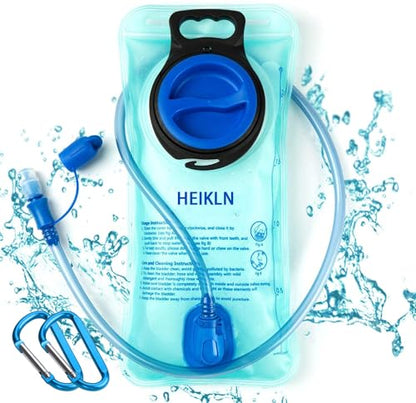 HEIKLN Hydration Bladder 1.5L-2L-2.5L-3L,Leak Proof Water Reservoir, BPA Free Military Water Storage Bladder Bag Hydration Pack Replacement Easy Clean for Bicycling Hiking Camping Hunting Running - color: 2L Blue