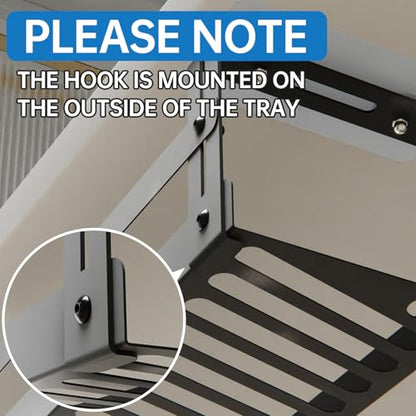 PAVSTINE Under Desk Cable Management Tray, 17 in Metal Cable Tray Basket | For Wire Management, Power Strip Holder, Cord Organizer, Wire Tamer for Home/Office Desk Cable Hider Black, 2 Pack - size: 17 inch Cable Tray×2 Pack