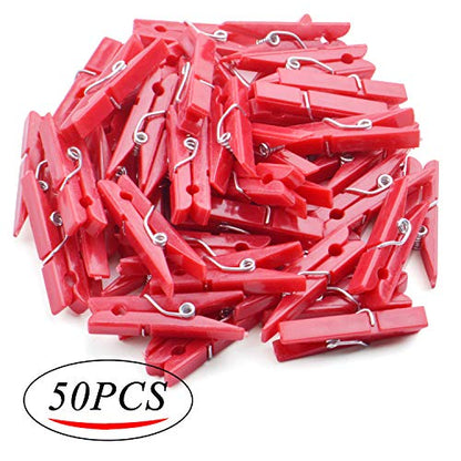 Jdesun 50 Pieces Photo Clips,Mini Plastic Picture Paper Clip Clothespins Peg for Office,Home,Arts(Red) - color: Red
