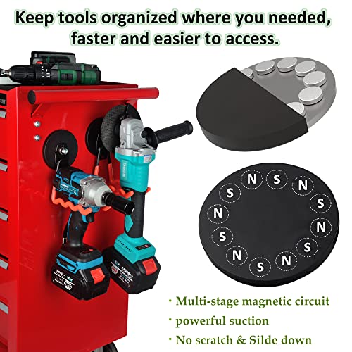 ULIBERMAGNET Magnetic Hooks - Heavy Duty Power Tool Organizer with Large Magnets, 2 Pack for Drill & Garden Tool (Black) - style: 3.46" Large Powerful Wave Black