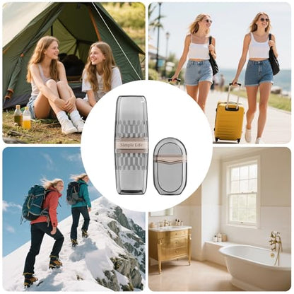 VITVITI Travel Soap Case Container, Portable Toothbrush Travel Case Dish Tray, 7.88 Inch Toothpaste Traveling Toothbrush Holder Set with Cover for Trip/Bathroom/Camping, Gray - color: Gray