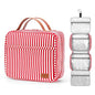 Bosidu Hanging Travel Toiletry Bag,Large Capacity Cosmetic Travel Toiletry Organizer for Women with 4 Compartments & 1 Sturdy Hook,Perfect for Travel/Daily Use/Christmas - color: M-Red