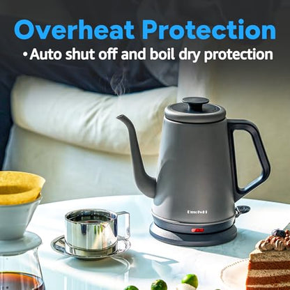 DmofwHi Gooseneck Electric Kettle(1.0L),1000W Electric Tea Kettle of 304 Stainless Steel,Auto Shut off,Water Kettle for Coffee and Tea-Grey - color: Grey