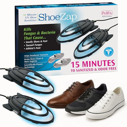 PediFix ShoeZap UV Shoe Sanitizer for Shoes, 15 Minute Cycle