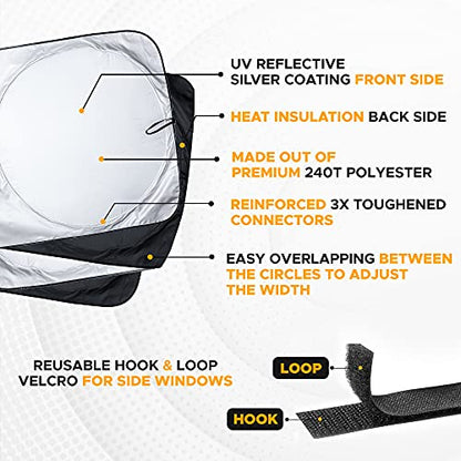 EcoNour Windshield Sun Shade for Semi Truck Windshield | Large Coverage Foldable Front Window Sunshade | Heavy Duty UV & Heat Reflective Sun Visor - size: Large-Standard