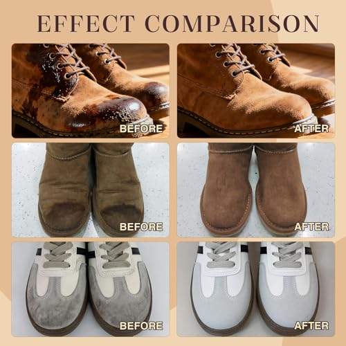 Suede & Nubuck Care Kit for Clog & Sandal, 5-Piece Set with Cleaner, Protector, Suede Brush & Eraser Clean, Microfiber Cloth, Premium Care Kit Protect for Shoes, Boots, Uggs, Jackets, Bags and Apparel