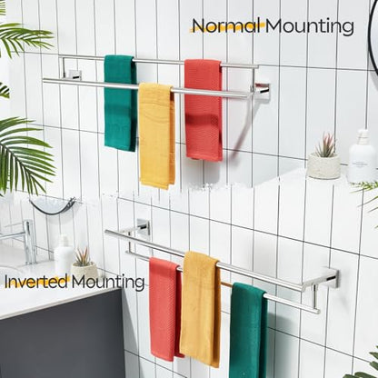 KOKOSIRI Towel Holder Polished Chrome 36 Inch Bathroom Double Bath Towel Bars Kitchen Rack Wall Mounted Stainless Steel B5009CH-L36 - color: Polished Chrome, size: 36-Inch