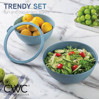 COOK WITH COLOR Mixing Bowls with Lids - 12 Piece Plastic Nesting Bowls Set includes 6 Prep Bowls and 6 Lids, Microwave Safe Mixing Bowl Set, Blue Tritan Lid - color: Blue Tritan Lid