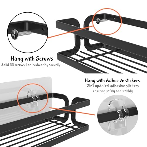 Spice Rack Wall Mount, Black, 3 Pack | Paper Towel Holder and Hooks, Screw or Adhesive Hanging, Space Saving, For Seasonings, Stove, RV, Cabinet - color: Black