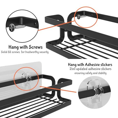 Spice Rack Wall Mount, Black, 3 Pack | Paper Towel Holder and Hooks, Screw or Adhesive Hanging, Space Saving, For Seasonings, Stove, RV, Cabinet - color: Black
