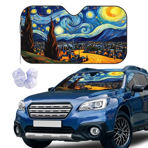 Starry Night Windshield Sun Shade Car Front Window Shades for Car Accessories Sun Heat UV Rays Visor for Universal Cars SUV Truck 51 x 27.5 Inch - color: Starry Night
