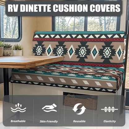 SEANATIVE Aztec Geometric RV Dinette Cushion Covers Couch Cushion Slipcovers Stretch Camper Cushions Cover Replacement Sofa Slipover for Travel Trailer Couch Backrest Cover & Bench Cover - color: Aztec Geometric