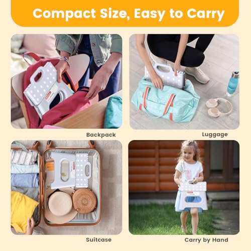 HBTower Folding Step Stool 9 Inch - Holds 600 lb, Non-Slip Surface & Carry Handle - Sturdy Step Stool for Kids, Toddlers & Adults - Compact Foldable Foot Stool for Kitchen, Bathroom, Bedroom(White) - color: White