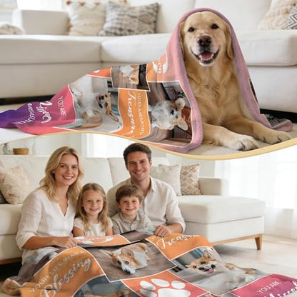 Custom Dog Blanket with Photos, Pet Loss Sympathy Gift for Dogs Lovers, Personalized Dogs Memorial Blanket with Pictures & Name, Customized Dog/Cat Passing Away Bereavement Remembrance Gifts - color: Design9