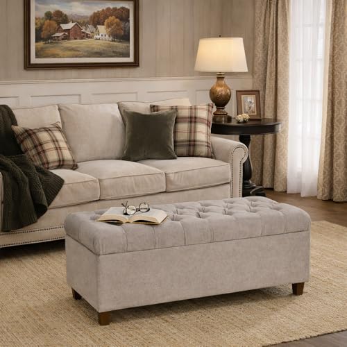 HomePop Ainsley 40" Storage Ottoman Bench - Grey - color: Grey