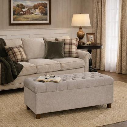 HomePop Ainsley 40" Storage Ottoman Bench - Grey - color: Grey