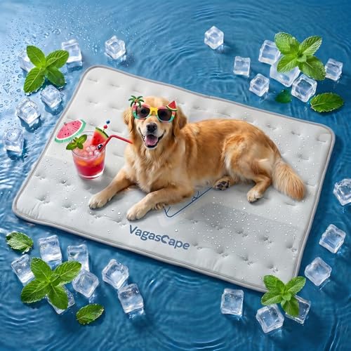 Vagascape Dog Cooling Mat 3.0 Double-Sided Usable, 60" x 40" Thick Durable Pet Cooling Mat for Extra Large Pet, Washable Cooling Mat for Dog Outdoor and Indoor - color: Square Blue, size: X-Large