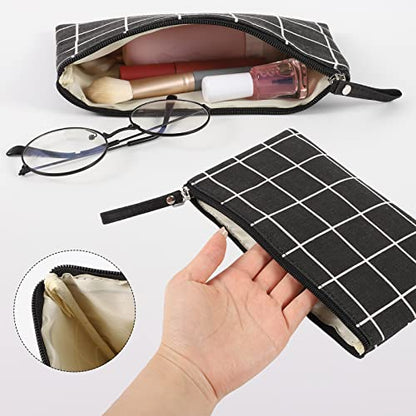 2 Pcs Small Cosmetic Bag, Multi-Function Canvas Cosmetic Pouch Small Zipper Pouch Makeup Bag Purse Pouches Cute Makeup Pouch Christmas Gifts Stocking Stuffers for Women - style: B
