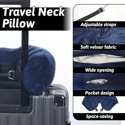 Stuffable Travel Pillow Stuffable Neck Pillow for Traveling Fillable Neck Pillows with Clothes Storage Fits 5+ Days of Travel Essentials Blue - color: Blue
