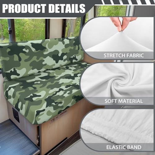 NDISTIN Camouflage Green Camper Couch Cushion Covers Dinette 2Pcs Camper Couch Cushion Covers Dinette Comfortable Camper Couch Cover for RVS Booth Seats Replacement - color: Camouflage Green