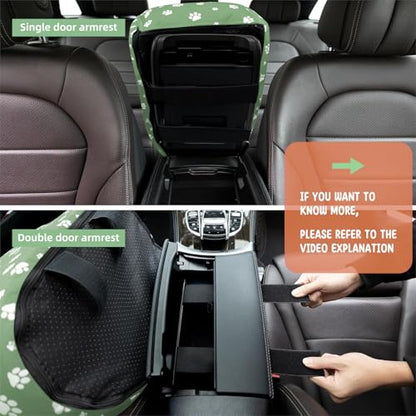 Dog Center Console Car Seat for Small Dogs Under 15lbs,Detachable Washable Booster Pet Car Seat Travel Bed with Storage Pockets and Seat Belt(Green) - color: Green