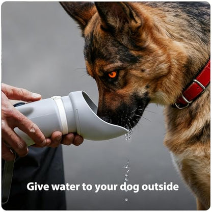 Jalopink Portable Dog Water Bottle, 2-in-1 Leak Proof & Collapsible Silicone Pet Dispenser with Built-in Bowl, Food Grade Travel Cup for Walking, Hiking (19oz/550ml, Gray) - color: Light Gray