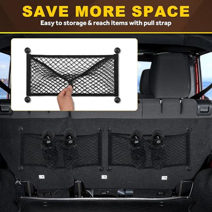 BUMBEE 2 Pcs Universal Elastic Mesh Netting Mesh Cargo Net, Envelope Netting, Elastic Pocket Pouch Bungee Organizer for Car Seat Back RV Wall Trunk, Hooks & Screws Included (23.6'' x 9.8'') - size: 23.6'' x 9.8''