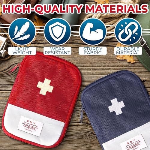 2 Pcs Travel First Aid Bag Empty Portable Storage - Small Medical Bag Empty with Multiple Compartments, 7.1x5.1" Small First Aid Pouch with Zipper Closure - Outdoor Adventure Gift for Camping & Hiking