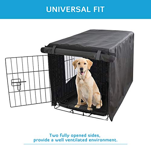 HONEST OUTFITTERS Dog Crate Cover,30 Inch Dog Kennel Cover for Medium and Large Dog, Heavy Duty Oxford Fabric,with Double Door, Pockets and Mesh Window (31L x 20W x 21H, Black) - size: 31.0"L x 20.0"W x 21.0"H