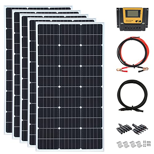 500 Watt 12Volt Solar Panel Kit 5X100W Monocrystalline Module 50A Charge Controller for RV, Boats, Trailer, Camper,Off-Grid System (500W Solar Kit) - style: 500W solar kit