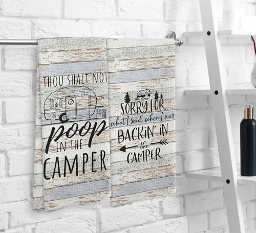Thou Shalt not P in The Camper Kitchen Towels and Dishcloths Sets of 2,Campsite Cabin RV Drying Cloth Hand Towels Tea Towels for Bathroom Kitchen,Campers Camping Lovers Gifts,16×24 inches - color: Recreational Vehicle-4