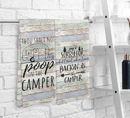 Thou Shalt not P in The Camper Kitchen Towels and Dishcloths Sets of 2,Campsite Cabin RV Drying Cloth Hand Towels Tea Towels for Bathroom Kitchen,Campers Camping Lovers Gifts,16×24 inches - color: Recreational Vehicle-4