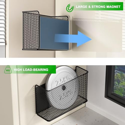 Magnetic Baskets Shelf Bins Organizer Holder Storage Rack Containers for Fridge, Whiteboard, Locker - Home Kitchen Laundry Office School - style: (1-Pack) Black/L