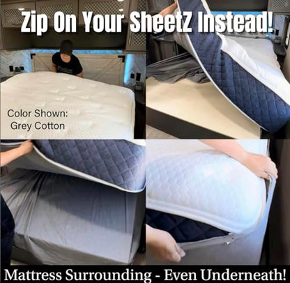 Eazy Sheetz®: Fitted Sheets That Won't Pop Off | Zipper Sheets, Stay-On Sheets, Fitted Zipper Sheets, Zip On Sheet Design (Gray) Crisp Cotton - Full 54X75X10 (9-11 inch Depth) FUL10G - color: Gray (Crisp Cotton), size: Full 54X75X10 (9-11 inch Depth)