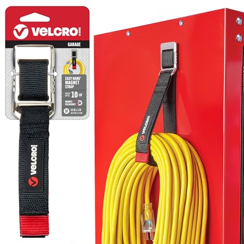 VELCRO Brand Magnetic Straps – Reusable Cord, Hose & Tool Organizer for Metal Surfaces, Valentine Gifts for Men - EASY HANG Garage, Workshop, RV Storage - Medium 16in x 1in - size: Medium 16in x 1in