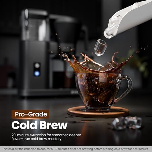 Kismile SCA-Certified 8 Cup Drip Coffee Maker, Pour Over Coffee Machine with 3s Instant Heat 197–205℉, Adjustable Flow Control, Removable Water Tank, Deep Cold Brew & 40 Min Keep Warm (Dark Grey) - color: Dark Gray