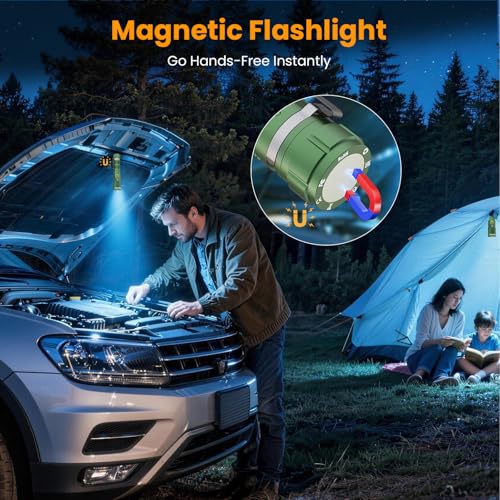 Hoxida Rechargeable Flashlights 2 Pack, 6 Modes Zoomable Powerful Tactical Linternas with LCD Digital Display, Super Bright High Lumens Handheld Magnetic Flashlights for Home Emergencies Camping - color: Green
