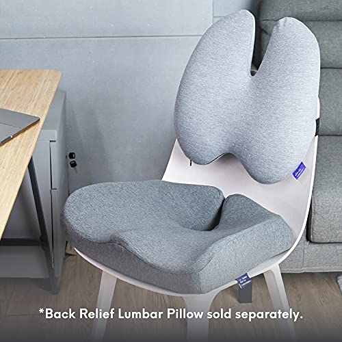 C CUSHION LAB Patented Pressure Relief Seat Cushion for Long Sitting Hours on Office/Home Chair, Car, Wheelchair - Extra-Dense Memory Foam for Hip, Tailbone, Coccyx, Sciatica - Light Grey - color: Gray