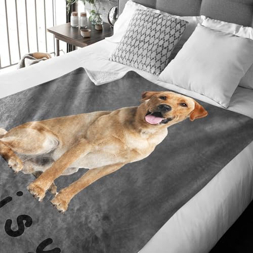 Personalized Dog Blanket, Customized Pet Blankets with Name Picture, Throw Blanket for Small Medium Large Dog Puppy Cat - color: D-grey