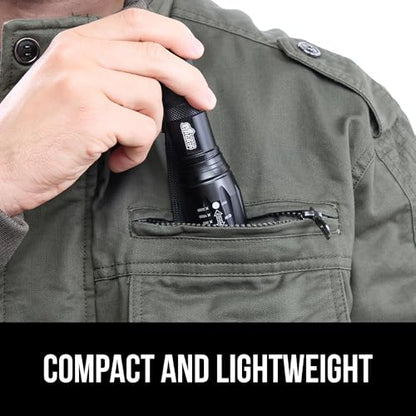 GORILLA GRIP Powerful LED Tactical Flashlight, 750 FT High Lumens 5 Adjustable Modes, Water Resistant, Ultra Bright Zoom Flashlights, Small Mini Flash Light, Camping, Night Dog Walking, Black - color: Black
