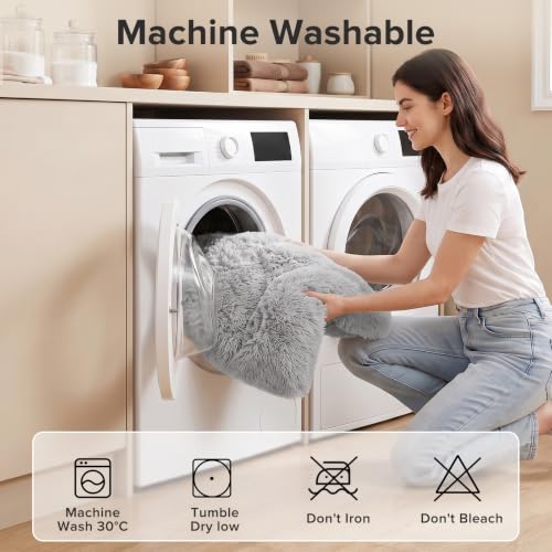 JOEJOY Dog Bed Crate Pad, Deluxe Plush Washable Dog Beds Fulffy Soft Kennel Pad Anti-Slip Pet Sleeping Mat for Medium Small Dogs, 29" x 21", Grey - color: Grey, size: M(29"x21"x3")