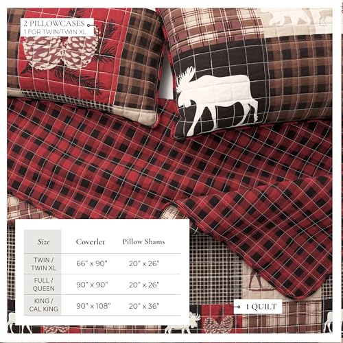 Great Bay Home Lodge Quilt Set - 2-Piece Twin/Twin XL Size Rustic Bedding Set - Lightweight, All-Season, Reversible Bedspread (Hemlock Red/Brown) - color: Hemlock Red/Brown, size: Twin / Twin XL
