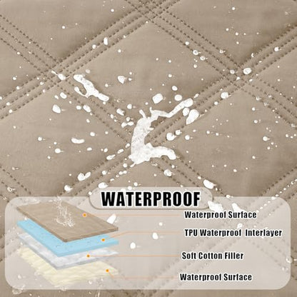 Smiry Waterproof Dog Bed Cover Blanket 40x80, Soft Reversible Pet Blanket, Washable Leakproof Cats Dogs Couch Cover for Sofa, Couch, Furniture, Taupe/Beige - color: Taupe/Beige, size: 40x80 Inch