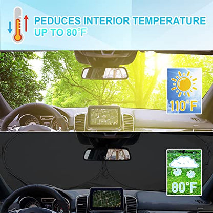 Semi-Truck Sun Shade for Windshield and Side Window | Sunshade Maximum Coverage Windshields for Truck - Block UV Sun Heat Rays - Best for Semi, Commercial & Big Rig Truck, RV（Side Windows Suction Cup）