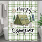 Happy Camper RV Shower Curtain Rustic Pine Tree Adventure Tent Camping Waterproof Fabric Bathroom Curtains Travel Trailer Bathroom Accessories Set with Hooks 47 x 64 Inches - color: Sage, size: 47"W x 64"L (Pack of 1)