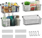 Sonyabecca 4 Pack Hanging Wall Basket for Organizing, Large Wire Basket for Storage Pantry with 5 S Hook+4 Adhesive Hook, Wall Mounted Shelf for Kitchen Bathroom - size: 13"L x 6.3"W x 6.02"H-4Pack